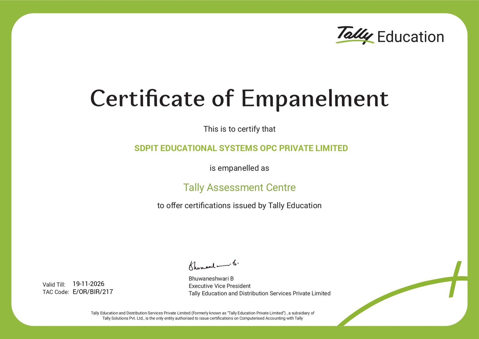 SDPIT - Now Tally Education Authorized Training Partner 